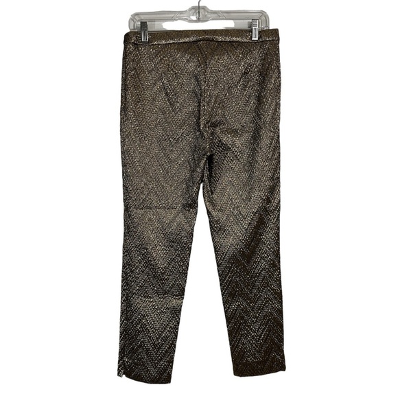 Trina Turk Metallic Gold Chevron Stretch Pant - Picture 3 of 6